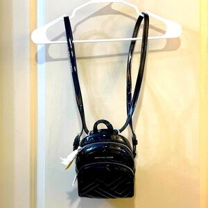 MICHAEL KORS black glossy mini backpack